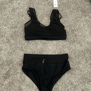 NWT two piece mesh black bathing suit